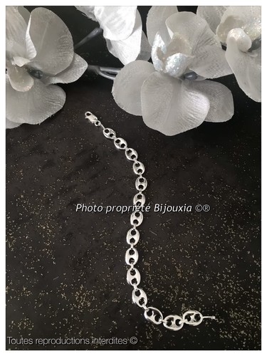 , Cinturino Chicco di Caffè 21cm X 8 MM Argento Massiccio 925/000 Rodio da Uomo - Foto 2 di 6