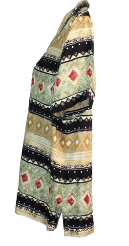 Alfred Dunner Beige Black Green Geometric Striped Shirt Short Sleeves NWT 18 - Picture 4 of 9