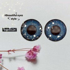 12" Blythe Doll Handmade Flashing Light Shadow Blue Eyechips Eye Chips 14mm