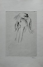 Karl Adser 1912-1995 Radierung Portrait junge Frau Mädchen Dänemark