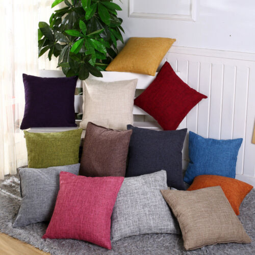 17" X 17" Beautiful LINEN Cushion Covers 13 Colours Scatter Sofa Pillow Cotton - 第 1/14 張圖片