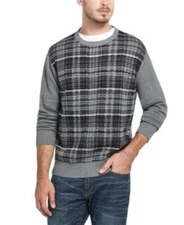 Weatherproof Vintage Mens Large Dark Gray Heather Plaid LS Sweater