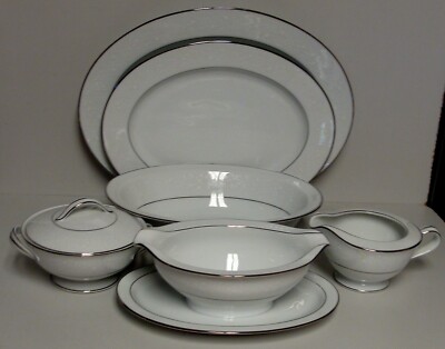 Noritake BUCKINGHAM 7 Piece Hostess Set PLATTERS CREAMER SUGAR GRAVY BOWL