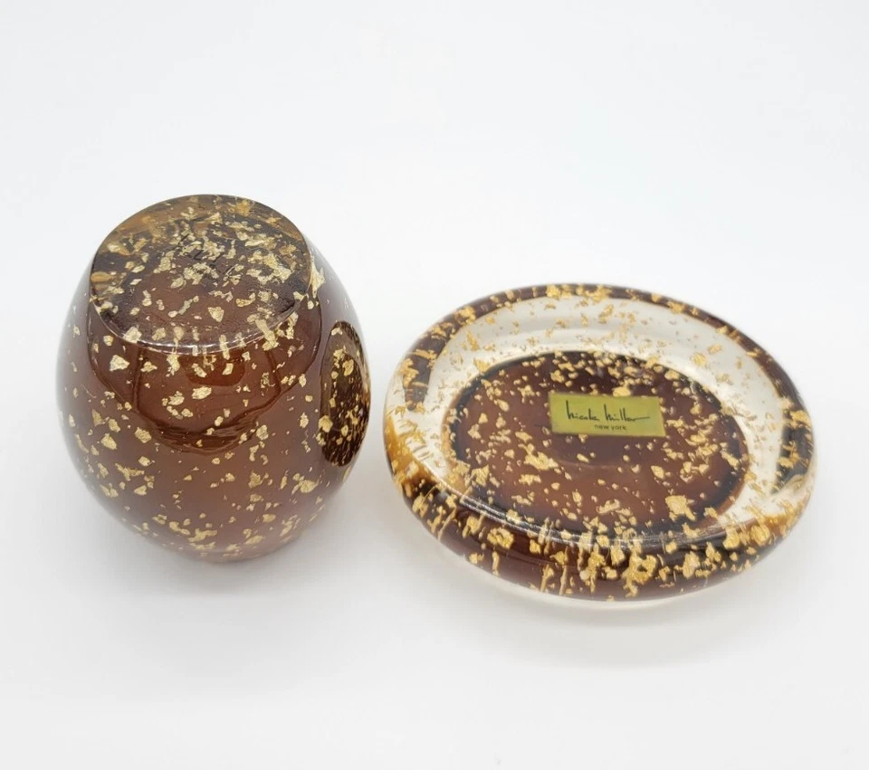 4pc Set Nicole Miller Lucite Soap Dish & Water Cup with Gold Flecks Bathroom  - Image 4 of 4