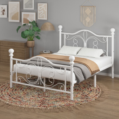 Twin/Full/Queen Size Metal  Bed Frame with Butterfly Pattern Design  Headboard