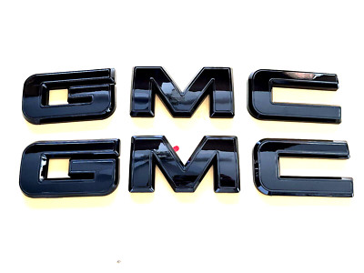 2019-2023 GMC Sierra 1500 2500HD 3500HD Front & Rear Gloss Black OVERLAY Emblem