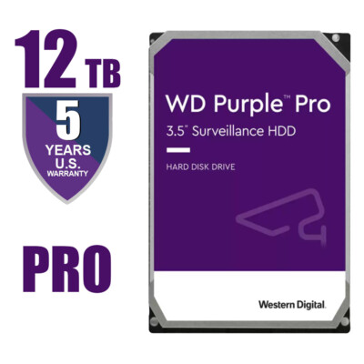 WD Purple Pro 12TB Internal Hard Drive 512 MB Surveillance 7200 RPM WD122PURP