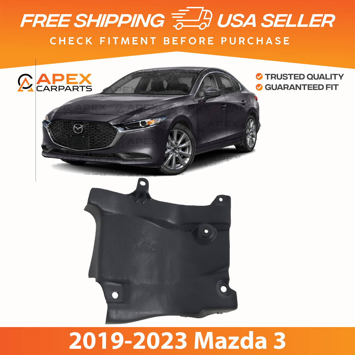 New Passenger Side Engine Splash Shield For 2019-2023 Mazda 3
