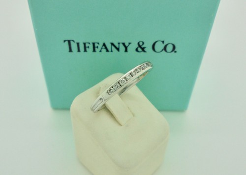 Vintage Tiffany & Co. 2mm Diamond Platinum Wedding Band Ring US5.5 c.1970's - Picture 3 of 12