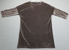 Zara Dress Women’s Small Gray Diamond ¾ Sleeve Crewneck Stretch Velvet Going Out