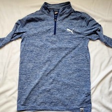 Puma Mock Neck Long Sleeve 1/4 Zip Pullover Youth Boys XL Blue Casual Tops