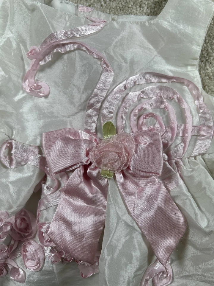Vestido Jenny & Me Infantil Niñas 18M Blanco Rosa Lazo Floral Fiesta Ocasión Formal Foto 4 de 4