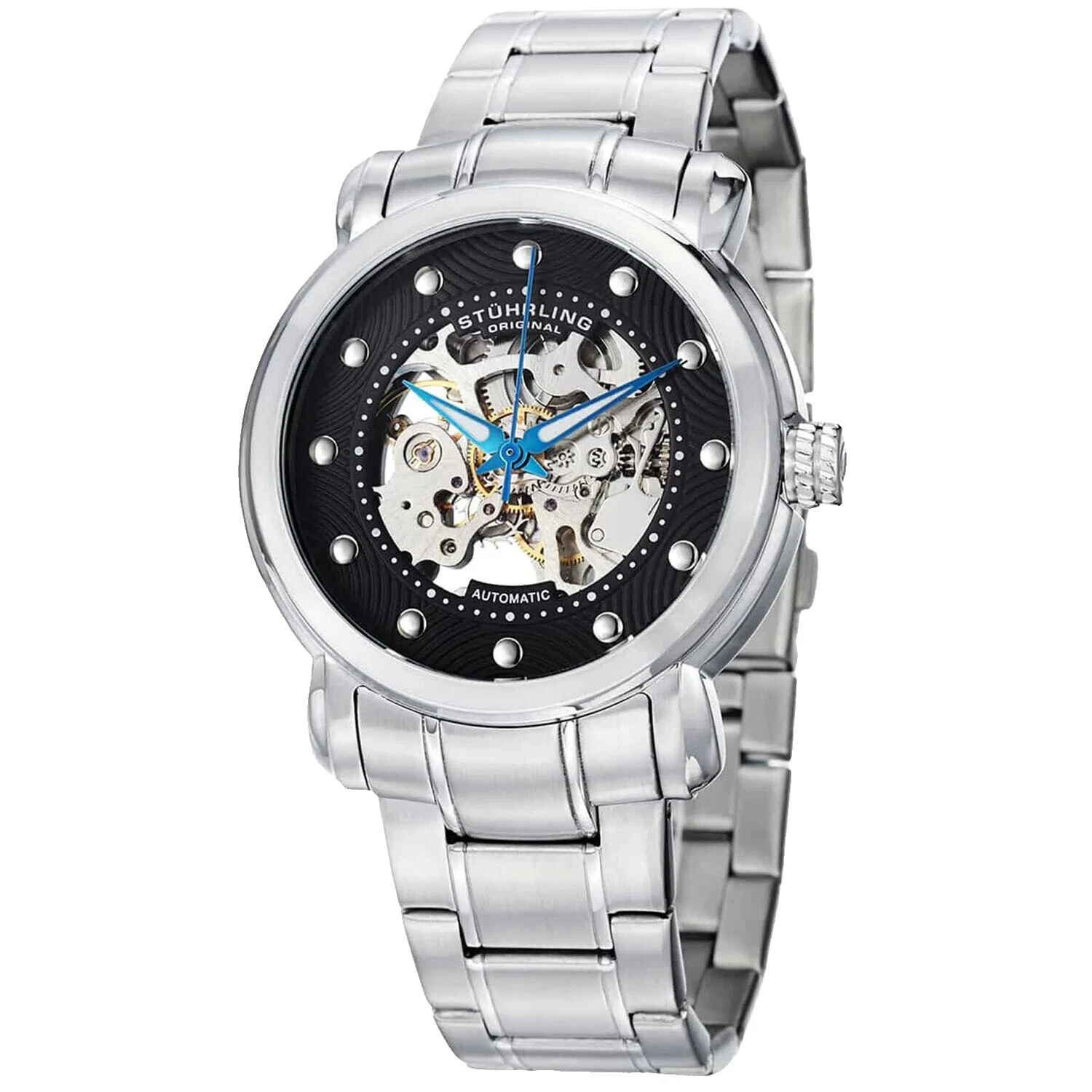 Mecánico (automático) Caja de plata de plata Relojes de pulsera