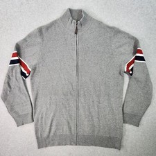 Frederik Anderson Copenhagen Full-Zip Sweater Mens XL Gray Longsleeve Striped