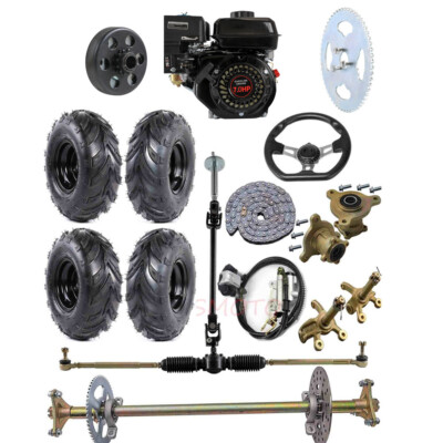 29'' Rear Axle Kits 168F/170F Gas Engine Motor Tires for Go Kart E Bike Golf Cart