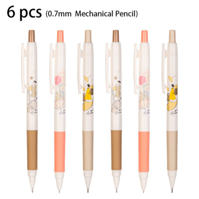 6 Pcs Deli 0.7mm Mechanical Pencil Student School Stationery Writing Eraser