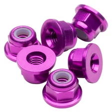NEW 1Up Racing 80524 Premium Aluminum Locknuts M3 Flanged - Purple (6Pcs)