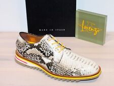 LORENZI Leder Schnürer Halbschuh Schlangenprägung Beige - Made in Italy - Neu !