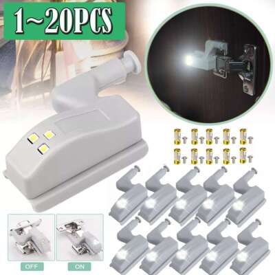 1~20PCS Cabinet Hinge LED Sensor Light For Wardrobe Cupboard Kitchen Door Closet