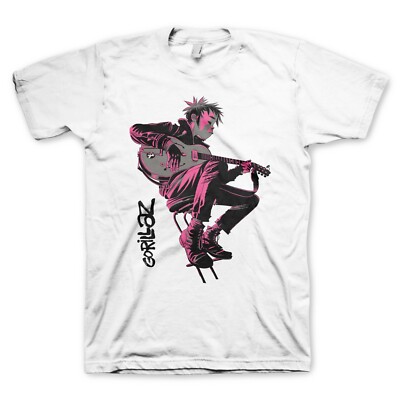 gorillaz バンドtシャツ Gorillaz Now Now Mens T-shirt - Brand New - Pink Guitar Band Tees