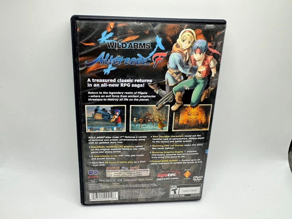 Wild Arms: Alter Code F (Sony PlayStation 2 PS2, 2005) COMPLETE W/DVD And Manual - Image 2 of 4