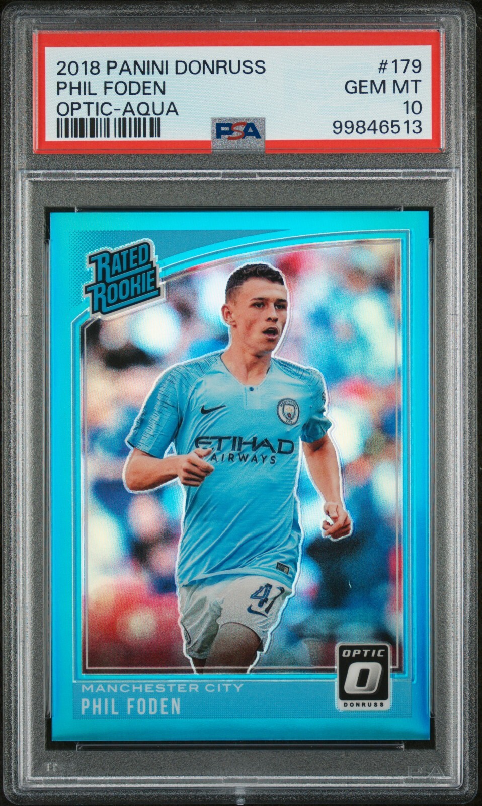 2018 Panini Donruss Rated Rookie Phil Foden #179 Optic Aqua /149 (RC) PSA 10! 💎