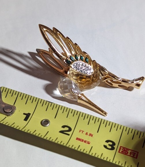 SWAROVSKI CRYSTAL FIGURINE IN-FLIGHT RHODIUM HUMMINGBIRD - RARE