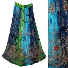 Plus Size XL To 2X Indian Floral Sequin Maxi Long Skirt For women Boho Hippie