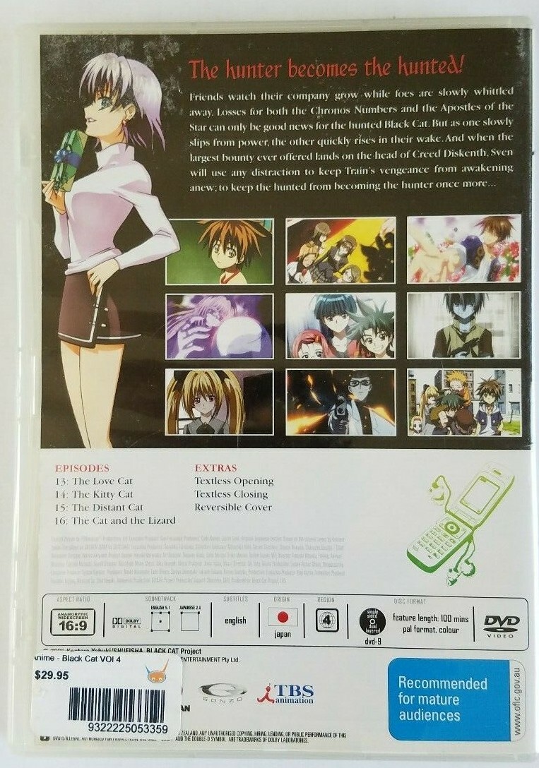 Black Cat The Cat's Tale Vol. 04 DVD Rated M Region 4 Black Cat The Cat's Tale Vol. 04 DVD Rated M Region 4