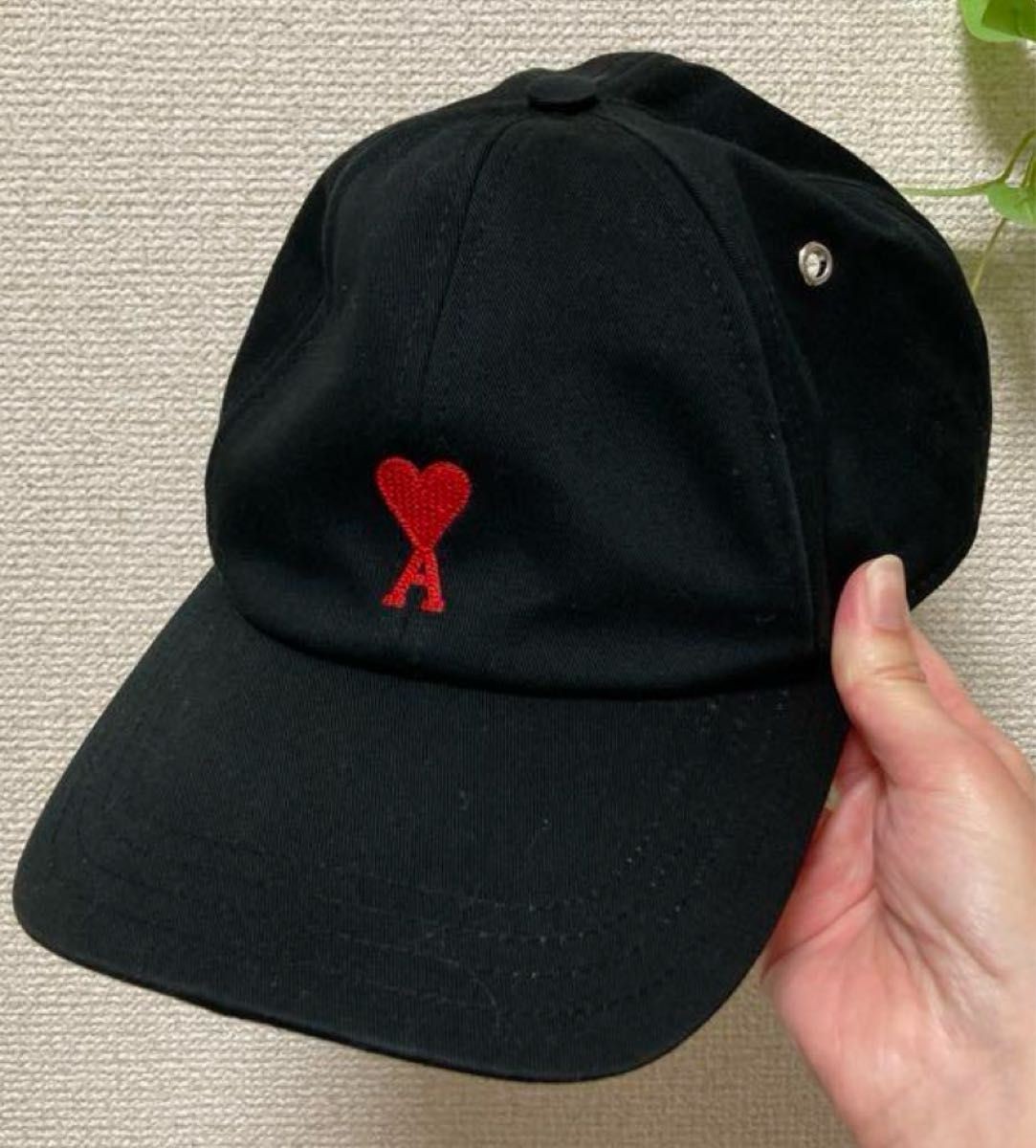 AMI Paris Ami de Coeur Baseball Cap Black Red Heart Logo No Box