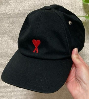AMI PARIS AMI DE COEURハートロゴキャップ AMI Paris Ami de Coeur Baseball Cap Black Red Heart Logo No Box