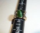 Ring Yellow Gold Cats Eye Tourmaline Cabochon Diamonds Size 5.5 Mystery Mark — photo 10