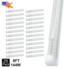 25 Pack 8 Ft Led Shop Lights Garage Ceiling Mounted Fixtures 144W 18000Lm 6500K