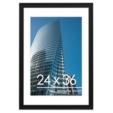 24x36 Poster Frame, Display Pictures 20 x 30 with Mat or 24 x 36 Without Mat,...