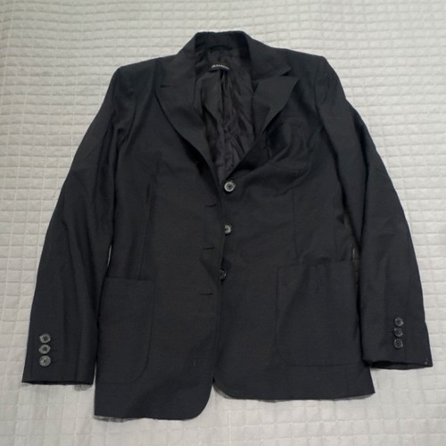 Jil Sander Virgin Wool Black Blazer Size 40 Single-Breasted Notch Lapel Lined