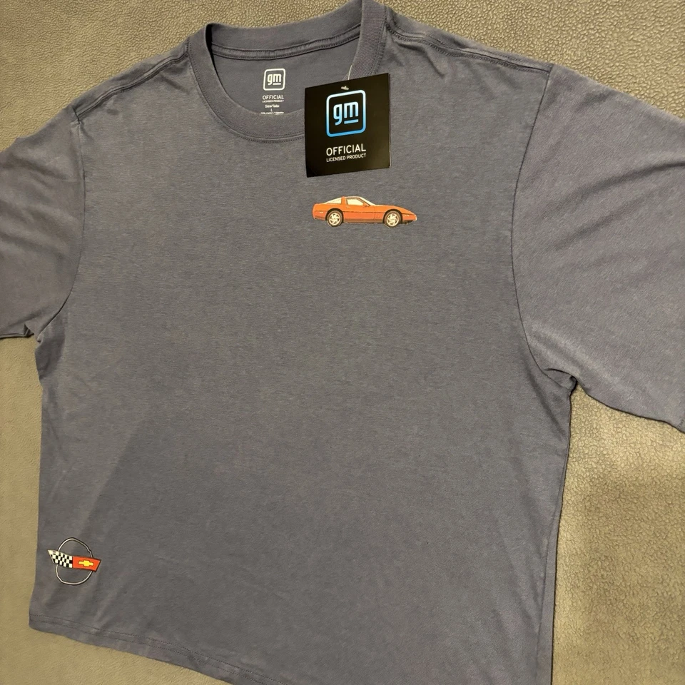 通用官方授权 Corvette 衬衫男式 L 码双面灰色全新带标签 — 第 3/4 张图片