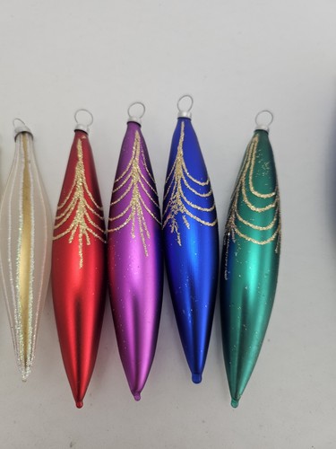 Vintage Teardrop Glass Ornaments Red Bird, White, Gold Glitter, Mercury Glass, - Picture 3 of 9