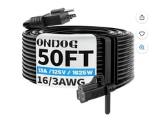 HUANCHAIN 50ft Black Extension Cord 16/3 Waterproof Heavy Duty 3-Prong ETL