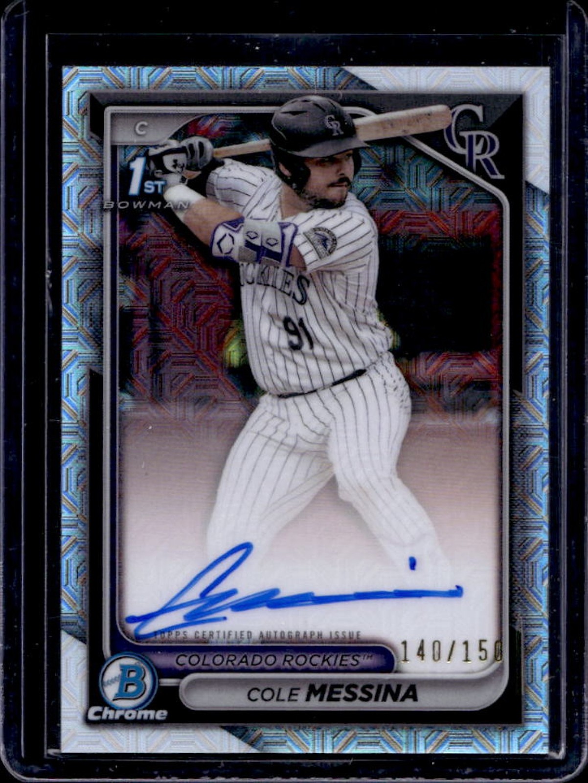 2024 Bowman Draft Cole Messina Chrome Auto HTA Choice Refractor 1st #140/150