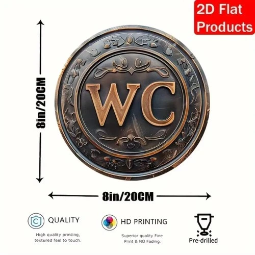 Multipurpose WC Vintage Style Restroom Tin Metal Signs Home Décor 8x8