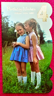 4. Happy Birthday Alter 4 Jahre Vintage Mädchen Grußkarte Mädchen 4.