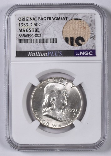 1959-D Franklin Silver Half Dollar - NGC MS65 FBL - Bullion Plus Bag Fragment - Picture 3 of 3