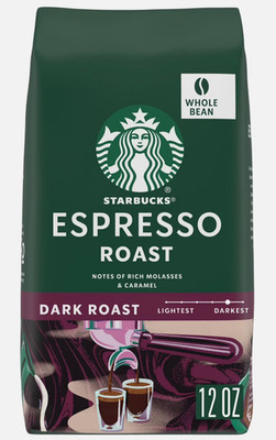 Starbucks Espresso Roast, Whole Coffee Beans,Dark Roast Hot or Iced Coffee,12 OZ