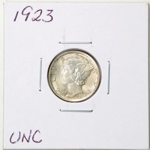 1923 10C Mercury Winged Liberty Silver Dime in UNC Condition #6238