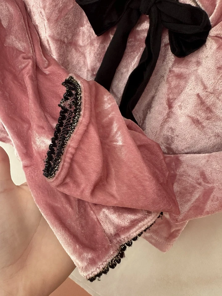 Vintage Girls Mary-Kate and Ashley Pink Velvet Bubble Sleeve Shirt 10/12 - Image 4 of 4