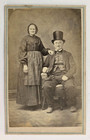 Antique CDV Photo Elderly Old Victorian Couple Bonnet Top Hat Fashion Great Look
