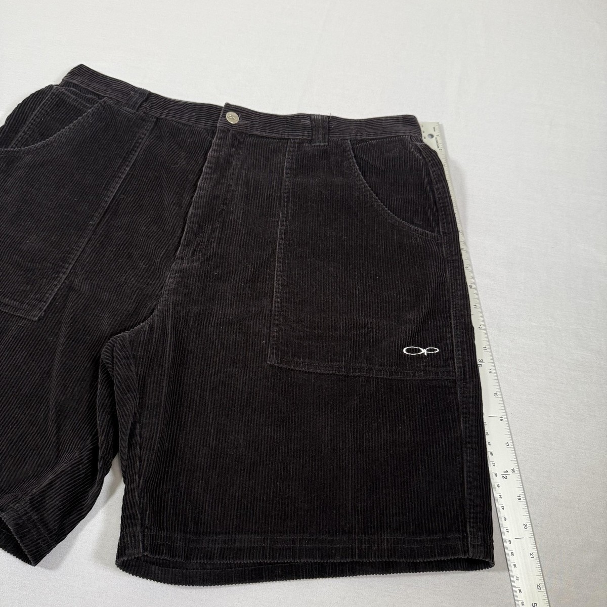 Vintage Ocean Pacific Shorts Mens 38 Black Corduroy Baggy Loose