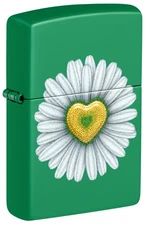 Zippo Exclusive Sunflower Heart Design Grass Green Matte Windproof Pocket Lig...