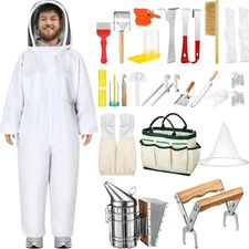 Leriton 30 Pcs Beekeeping Supplies Tools Bee Suit Bee Keeping Starter Kit Bee...