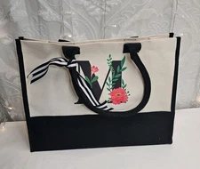 Sadaunbe Personalize Initial Reuseable Canvas Totebag For Women New
